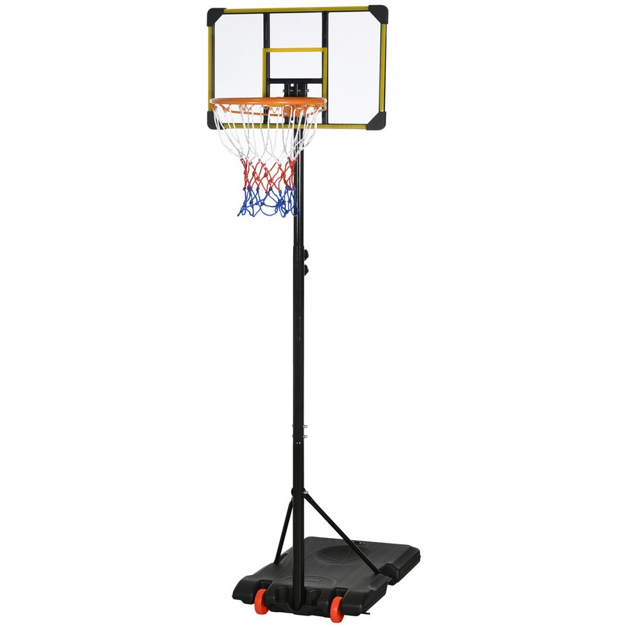 SPORTNOW Höhenverstellbarer Basketballkorb für Erwachsene, Outdoor Basket, Höhe 2,1-2,4 m mit Rädern und befüllbarer Basis, Gelb   Aosom von SPORTNOW