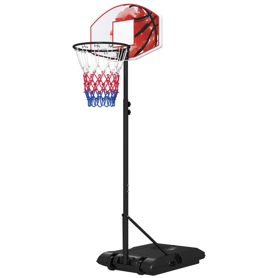 SPORTNOW Basketballkorb mit Ständer, 179-209 cm höhenverstellbar Basketballständer mit Rollen, Basketballanlage Standfuß, Outdoor, Stahl, Mehrfarbig   Aosom von SPORTNOW