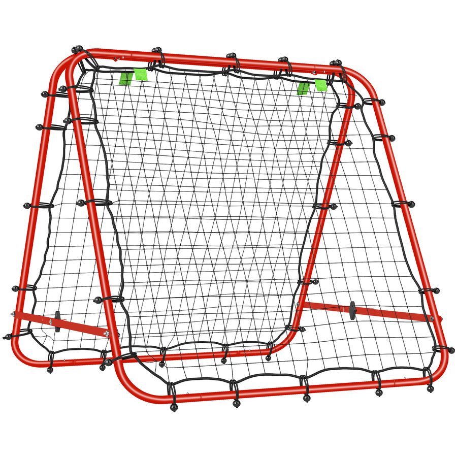 HOMCOM Fußball Rebounder Kickback Tor Rückprallwand Netz beidseitiger Rückprall Verstellbar in 5 Stufen für Fußball Training Stahl Rot 100 x 95 x 90 cm   Aosom von HOMCOM