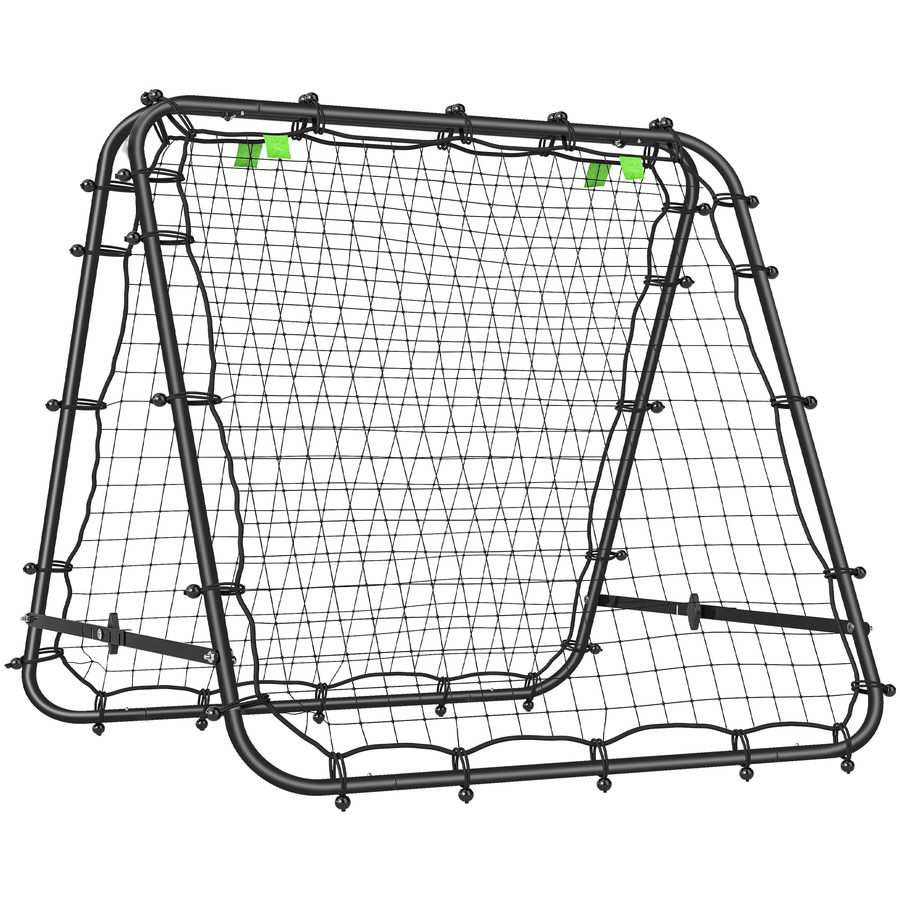 HOMCOM Fußball Rebounder Kickback Tor Rückprallwand Netz beidseitiger Rückprall Verstellbar in 5 Stufen für Fußball Training Stahl Schwarz 100 x 95 x 90 cm   Aosom von HOMCOM