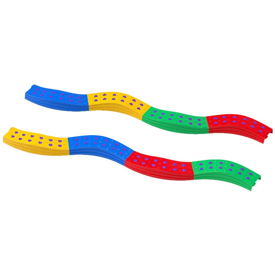 AIYAPLAY Balance Beam für Kinder Motorikparcours Baby 8 Steine mit gewellten Stufen Oberfläche rutschfest und Bodenmatte, für Jungen & Mädchen 3-8 Jahre, drinnen und draußen   Aosom von AIYAPLAY