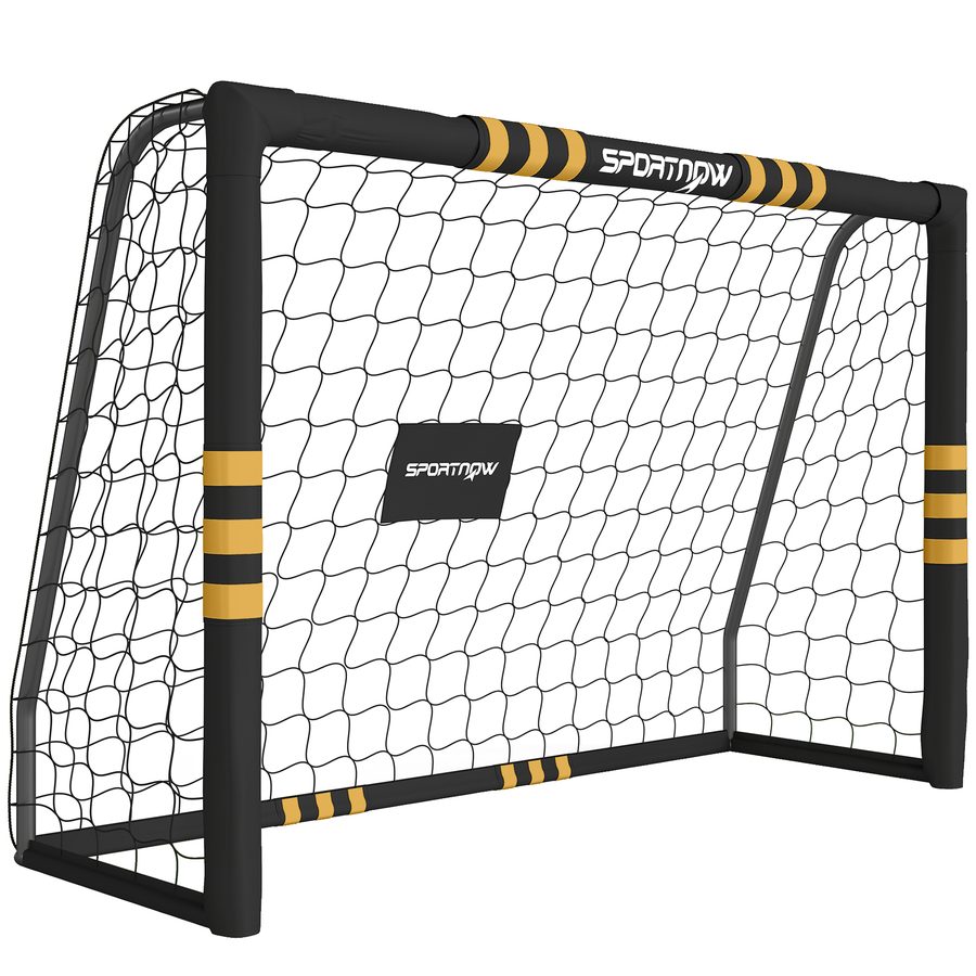 SPORTNOW Fußballtor mit Schutzschaum, 1,8 x 1,2 m - Outdoor-Fußballtor für Kinder & Erwachsene mit 5 Erdnägeln und PE-Netz - für Garten, Park, Strand, einfache Montage, Gelb   Aosom von SPORTNOW