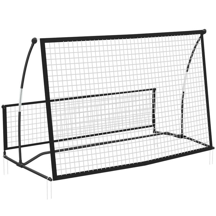 SPORTNOW Rebounder für Fußball, 2-in-1 Zweiseitig Faltbar Prellwand mit Rückprallwand Netz, 200 x 94cm Kickback Tor Fußballtor für Jugendliche, Rückprallwand für Handball Training, Schwarz   Aosom von SPORTNOW
