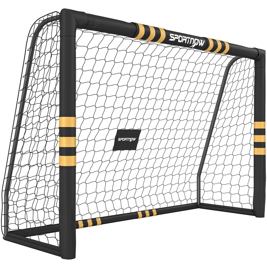 SPORTNOW Fußballtor mit Schutzschaum 2,4 x 1,6 m - Outdoor-Fußballtor für Kinder und Erwachsene mit 6 Bodenankern und PE-Netz - für Garten, Park, Strand, einfache Montage, Gelb   Aosom von SPORTNOW