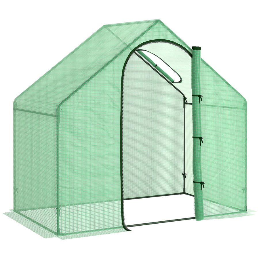 Outsunny Foliengewächshaus Tomatengewächshaus 180x100x168 cm mit Fenster und Tür, Treibhaus aus Stahl und PVC-Kunststoff für Garten   Aosom.de von Outsunny