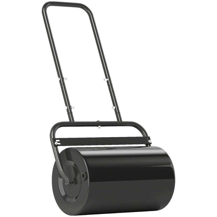 Outsunny Rasenwalze mit U-Griff 32cm Durchmesser 38L Wasser oder 62kg Sand Metall Schwarz 57x32,5x107cm für perfekten Rasen   Aosom.de von Durhand