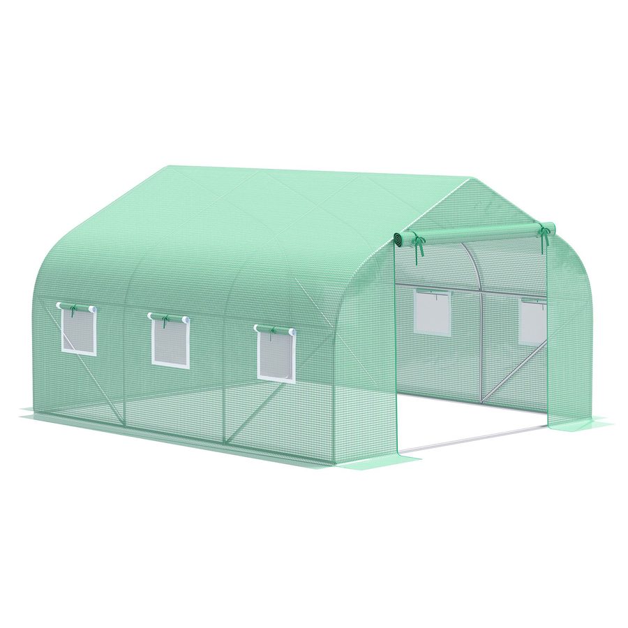 Outsunny Foliengewächshaus Treibhaus 350x300x200 cm Giebeldach ideal für Tomaten und Pflanzen   Aosom.de von Outsunny