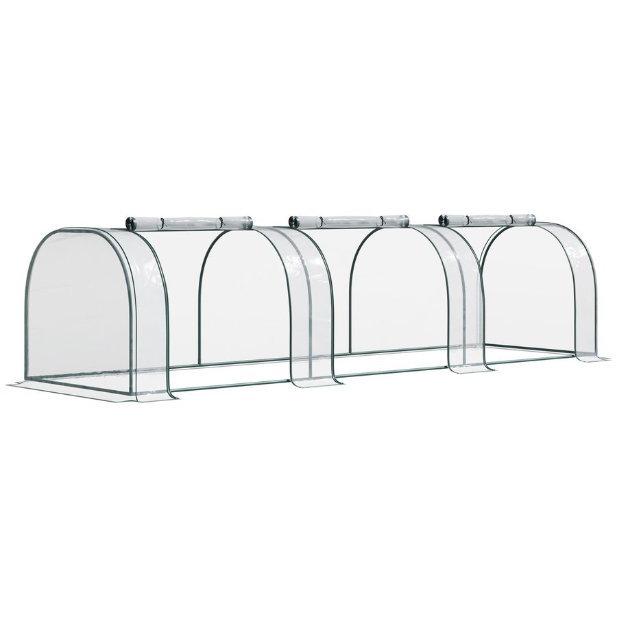 Outsunny Foliengewächshaus Treibhaus mit Tür 350 x 100 x 80 cm, transparentes PVC für Pflanzenaufzucht & Frühbeet, stabiler Stahlrahmen, grün   Aosom.de von Outsunny