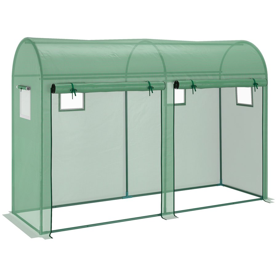 Outsunny Foliengewächshaus Tomatengewächshaus Treibhaus 300 x 100 x 200 cm mit 4 Fenstern und 2 Türen aus PE-Kunststoff und Stahl, ideal für Garten   Aosom.de von Outsunny