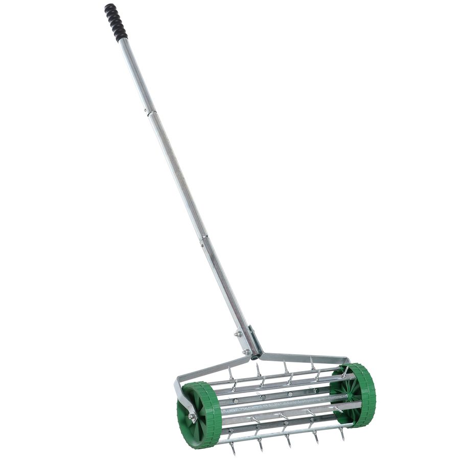 Outsunny Rasenlüfter Handvertikutierer mit einstellbarer Grifflänge, stachelwalze für Rasenbelüften, rollender Rasenlüfter für Gartenpflege   Aosom.de von Outsunny