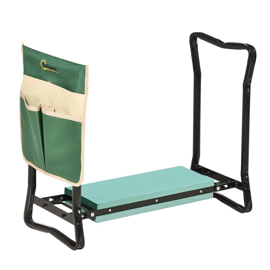Outsunny Kniebank Klappbarer Gartenhocker 2-in-1 Kniehilfe mit Werkzeugtasche EVA-Schaumstoff 58 x 28 x 49 cm für Gartenarbeit & Erholung   Aosom.de von Outsunny