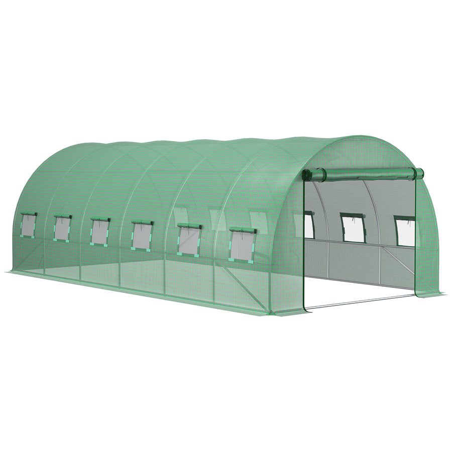 Outsunny Gartenfolie, 600L x 300B x 200H cm, UV-beständig, alterungsbeständig, mit 12 Fenstern, 15 cm verlängerten Kanten, Polyethylen, Grün  Aosom von Outsunny
