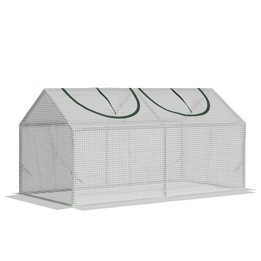 Outsunny Foliengewächshaus  mit Fenster, PE Treibhaus, Tomatenhaus, Frühbeet, 120x60x60 cm, Weiß  Aosom von Outsunny