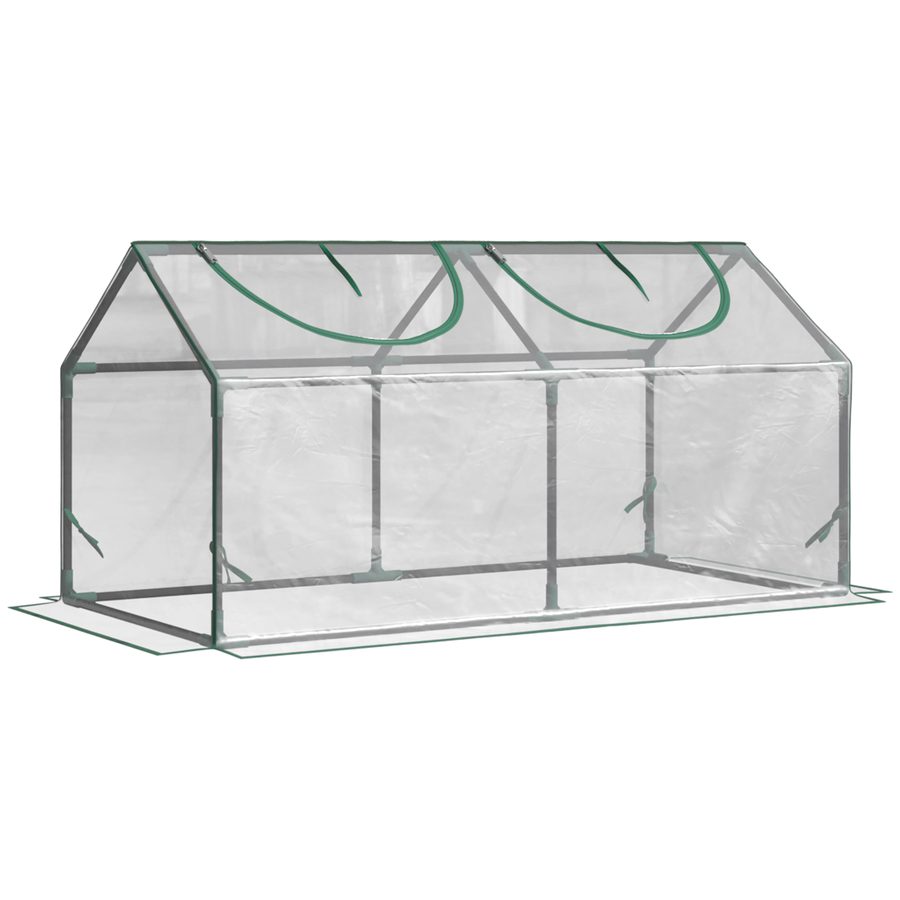Outsunny Foliegewächshaus mit Fenster, PVC Treibhaus 120x60x60 cm, transparentes Tomatenhaus & Frühbeet für Pflanzen   Aosom.de von Outsunny