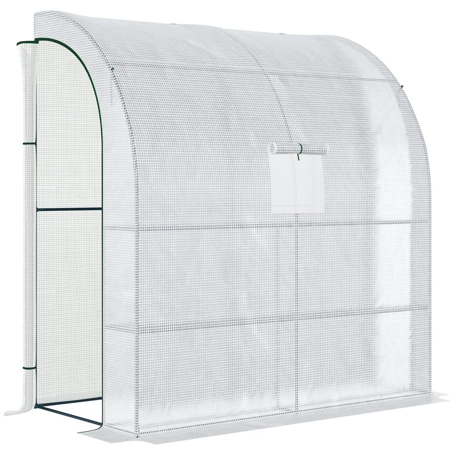 Outsunny Foliengewächshaus Tomatengewächshaus 200x100x215cm mit Mesh Fenster und aufrollbaren Türen UV Schutz in Weiß für Pflanzen und Garten   Aosom.de von Outsunny