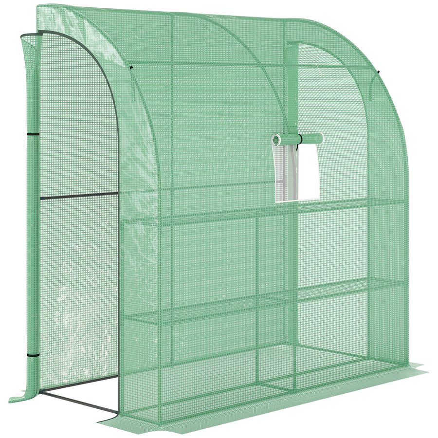Outsunny Foliengewächshaus Treibhaus 200 x 100 x 215 cm mit 2 Türen, UV-Schutz, Stahl & PE für Pflanzenaufzucht, grün   Aosom.de von Outsunny