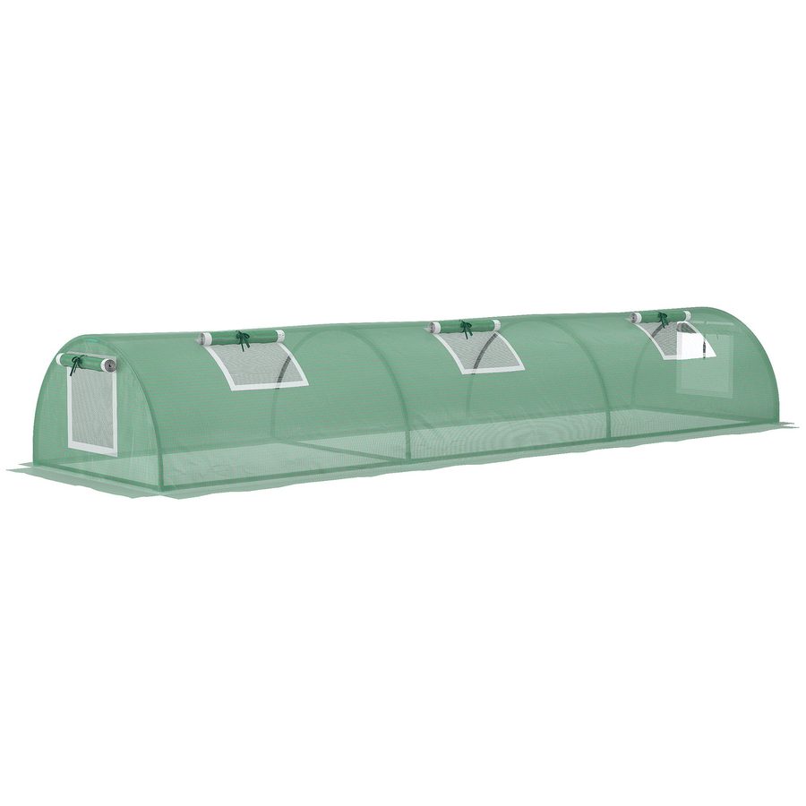 Outsunny Foliengewächshaus Mini Tunnelgewächshaus 300x80x45cm mit UV-beständiger PE Folie und Mesh Fenster in Grün für Pflanzenzucht   Aosom.de von Outsunny