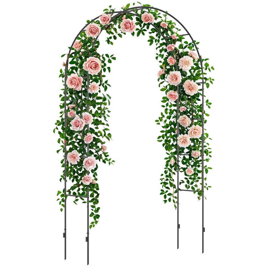 Outsunny Rosenbogen Metall Torbogen Gartenbogen Kletterpflanzen Rankpflanzen Schwarz 140x40x240cm   Aosom von Outsunny