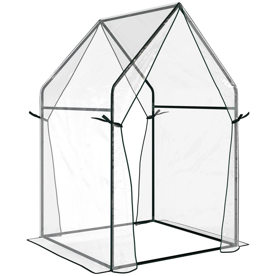 Outsunny Foliengewächshaus Treibhaus mit Doppeltür winddichtes Pflanzenhaus für Garten 90 x 90 x 145 cm aus PE transparent   Aosom.de von Outsunny