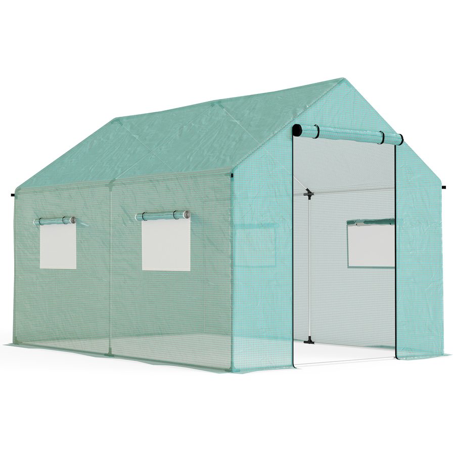 Outsunny Foliengewächshaus 2x3x2m winddicht mit Rollfenster & UV-Schutz, ideal für Tomaten, stabile Stahlkonstruktion in Grün   Aosom.de von Outsunny