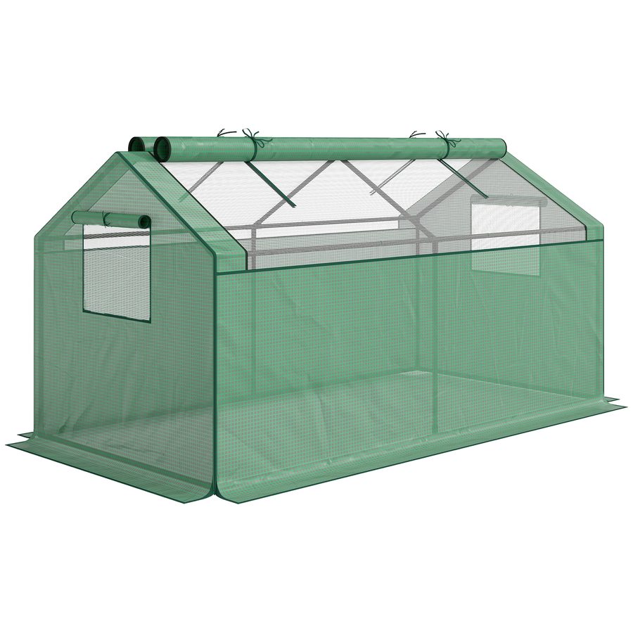 Outsunny Foliengewächshaus mit Fenster 180x92x92cm UV-Schutz Tomatenhaus Frühbeet für Garten Balkon grün   Aosom.de von Outsunny