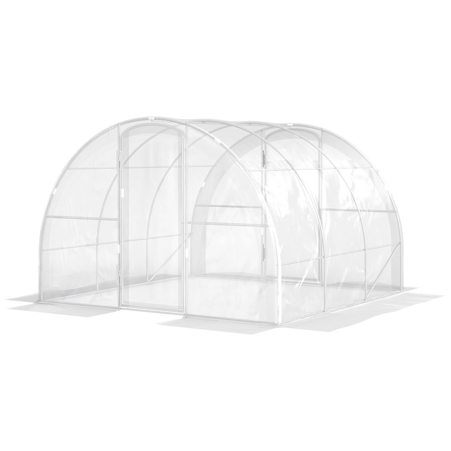Outsunny Garten Tunnelgewächshaus 3 x 3 x 2 m 9 m² mit Tür mit Scharnieren und 150 g/m² PE-Folie für Gemüse Pflanzen Blumen   Aosom von Outsunny
