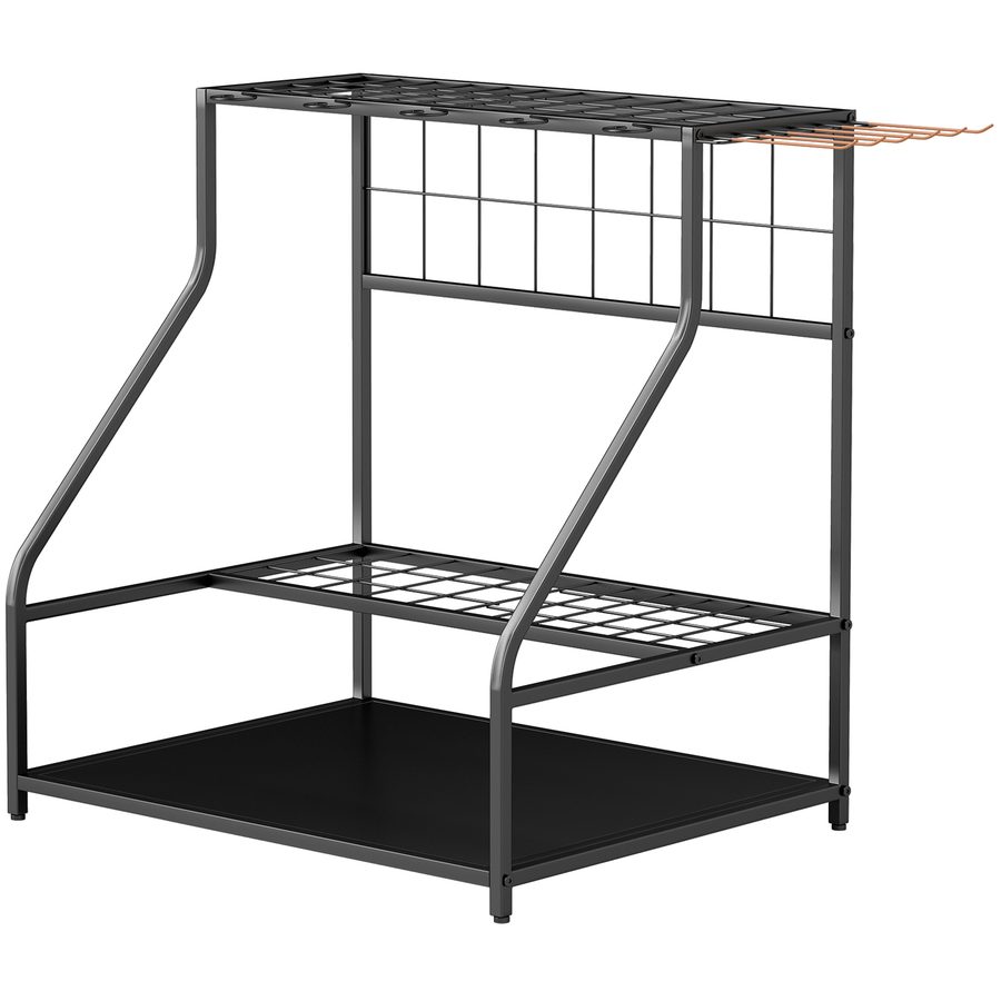 Outsunny Gartenwerkzeug-Organizer 3-stufig Gartengeräte Ständer mit Haken Gartenwerkzeugständer bis zu 20 Werkzeuge Gerätehalter Mehrzweck Besenhalter für Garage, Schuppen, Outdoor 84x53x73cm Orange   Aosom von Outsunny