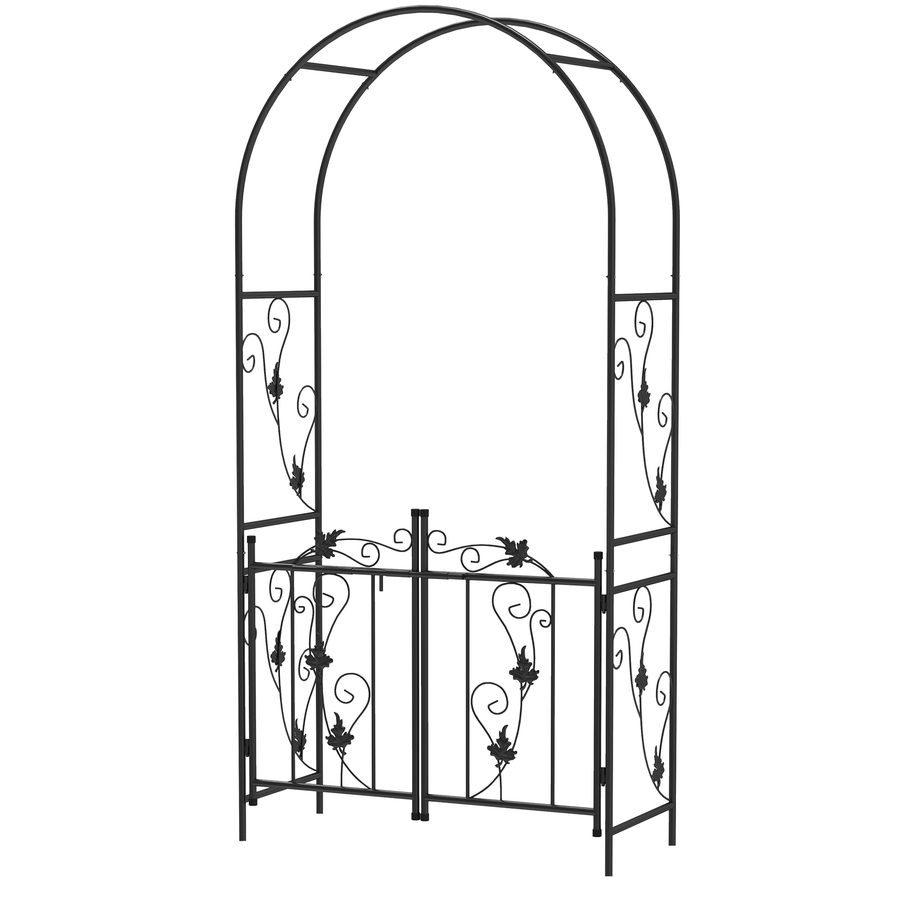 Outsunny Gartenbogen aus Stahl, Rosenbogen mit Doppeltor für Kletterpflanzen, Rosen, Glyzinienreben, zur Dekoration von Zeremonien, 107 x 45 x 217 cm, schwarz   Aosom von Outsunny