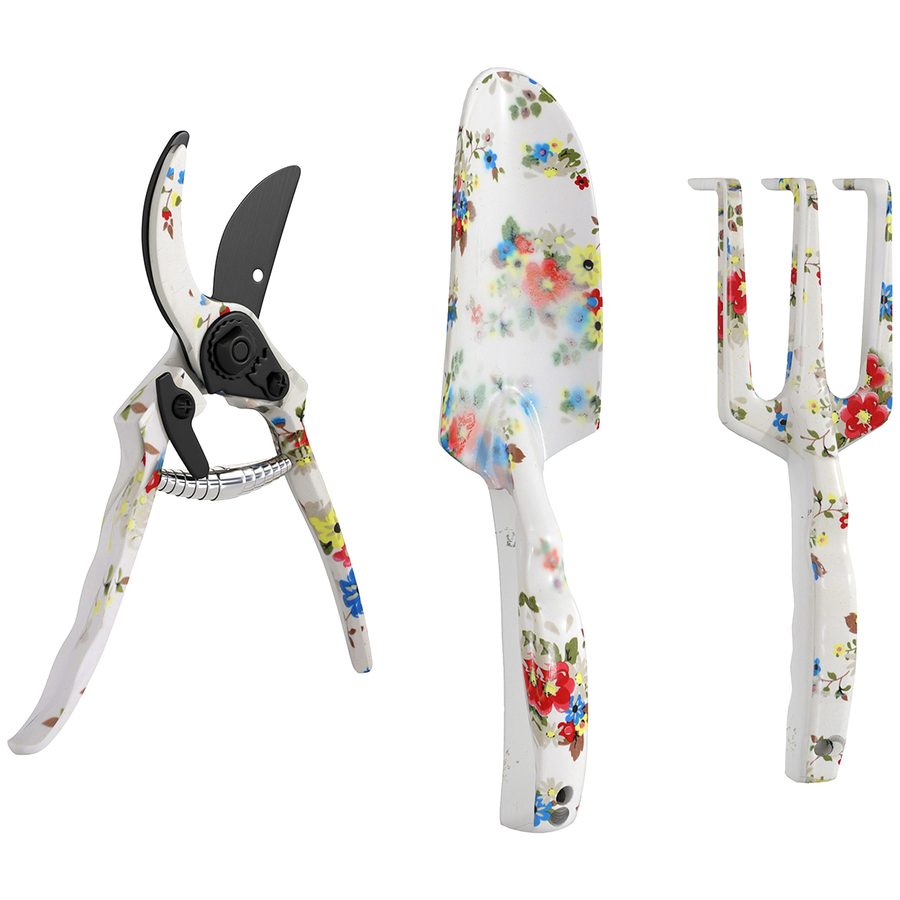 Outsunny Gartenwerkzeug Set 3 Stück Garten Werkzeug aus Metall Gartengeräte mit Blumenkelle Handrechen Gartenschere Gartenarbeit Set Gartengeschenke für Frauen und Männer Mehrfarbig   Aosom von Outsunny