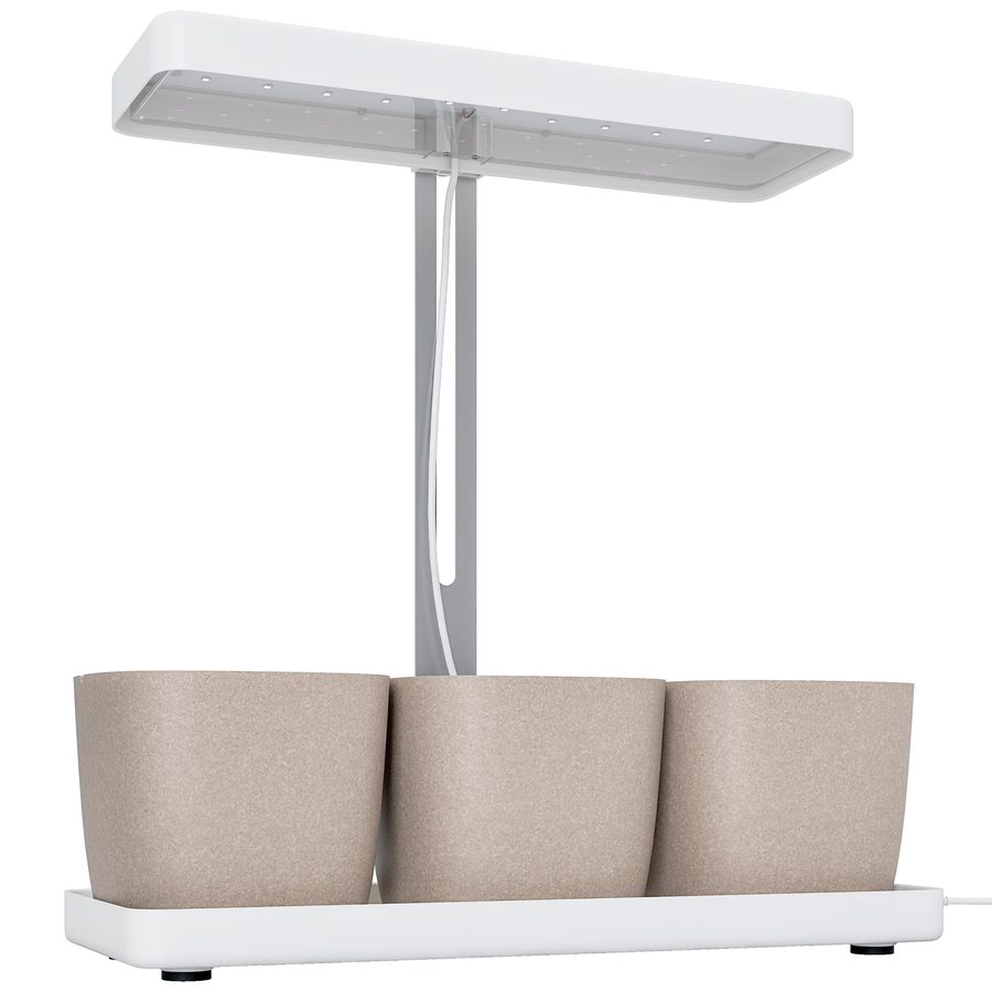 Outsunny Pflanzenlampe mit 42 LED, 3 Töpfen, Timer 8/12/16/24H, 5 Helligkeitsstufen, höhenverstellbares Grow Light, Vollspektrum-Innenpflanzenlicht mit automatischem Ein/Aus, 3500K, Weiß   Aosom von Outsunny