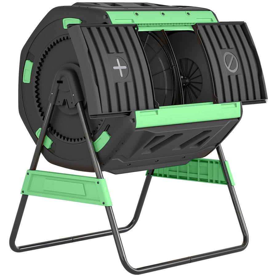 Outsunny Komposter 200 Liter, 94 x 67 x 98cm Schnellkomposter mit Lüftungsöffnungen Schiebetür, wetterfest Thermokomposter aus Kunststoff, Gartenkomposter, Kompostbehälter für Garten, Küchen, Balkon   Aosom von Outsunny