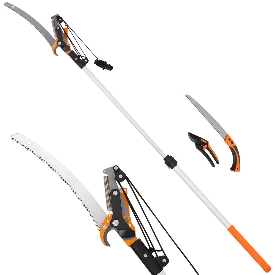 Outsunny 2-in-1 Gartensäge mit Teleskopstange aus Aluminium 135-199cm, Astsäge und Gartenschere mit Sicherheitsverschluss für Palmen, Sträucher und hohe Äste   Aosom von Outsunny