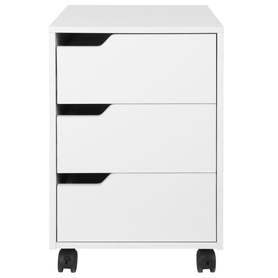 Büroschrank auf Rollen mit 3 abschließbaren Schubladen 40 x 50 x 57,5 cm MDF Weiß   Aosom von HOMCOM