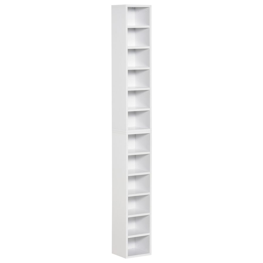 HOMCOM CD-Ständer 2er Set Holzregal mit 12 Ablagefächern Medienregal in Weiß 21x19,2x88,3cm für CDs DVDs & Bücher   Aosom.de von HOMCOM