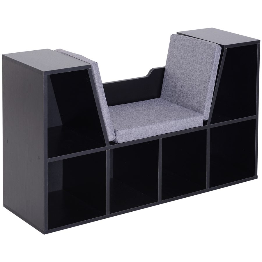 HOMCOM Bücherregal mit Sitzhocker Sitzbank Sitzbänke & -truhen mit 6 Stauräumen für Aufbewahrung Sitzbar mit Kissen Spanplatte Schaumstoff Leinen    Aosom von HOMCOM