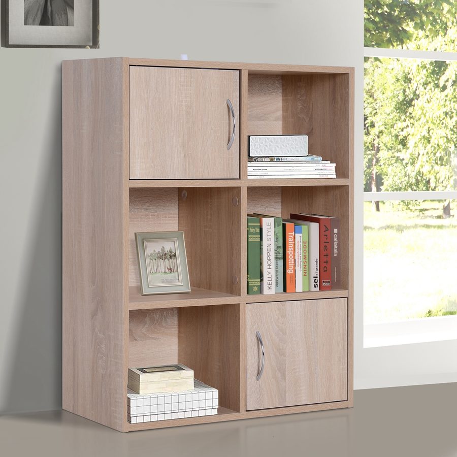 HOMCOM® 6 Fächer Bücherregal Standregal Raumteiler Holz Natur   Aosom von HOMCOM