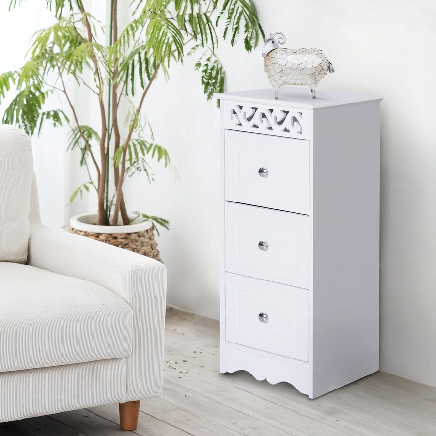 HOMCOM® Badschrank Wäscheschrank MDF Weiß 29,8 x 29,8 x 68,5 cm   Aosom von HOMCOM
