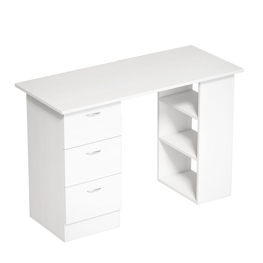 HOMCOM Schreibtisch Computertisch Bürotisch Arbeitstisch Regal mit 3 Schubladen Regale Weiß 120 x 49 x 72 cm   Aosom von HOMCOM