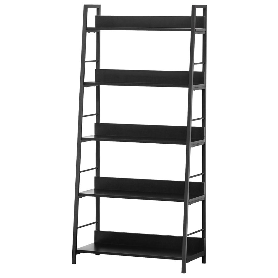 HOMCOM Bücherregal Regal mit schräger industrieller Aufbewahrung 5 Ebenen 70L x 35B x 150H cm Schwarz   Aosom von HOMCOM