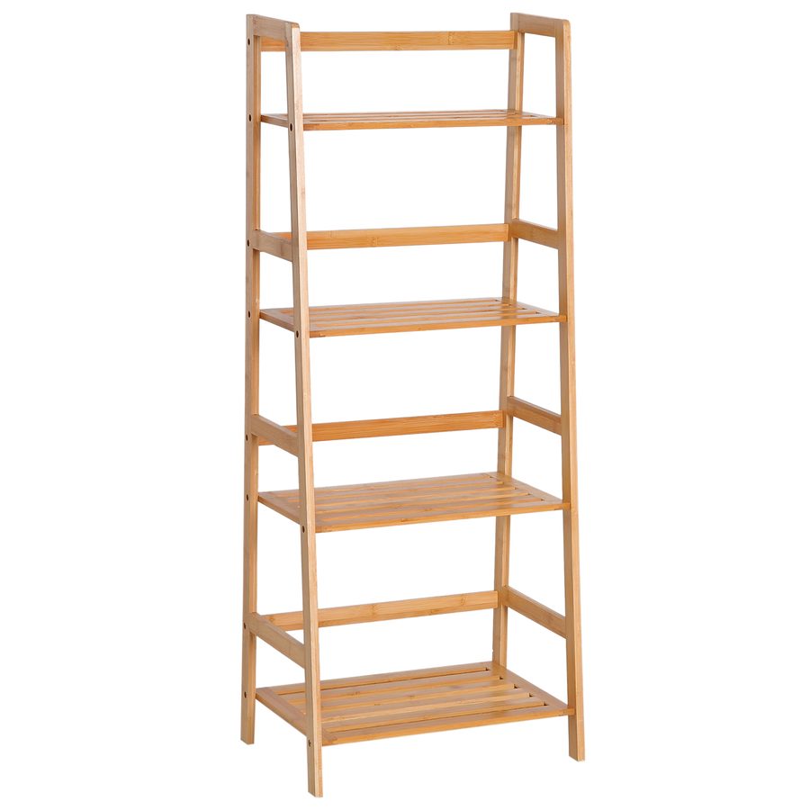 HOMCOM Bücherregal Standregal mit 4 Ebenen Aufbewahrungsregal aus Bambus Büroregal für Wohnzimmer, Schlafzimmer, Büro, Natur   Aosom von HOMCOM