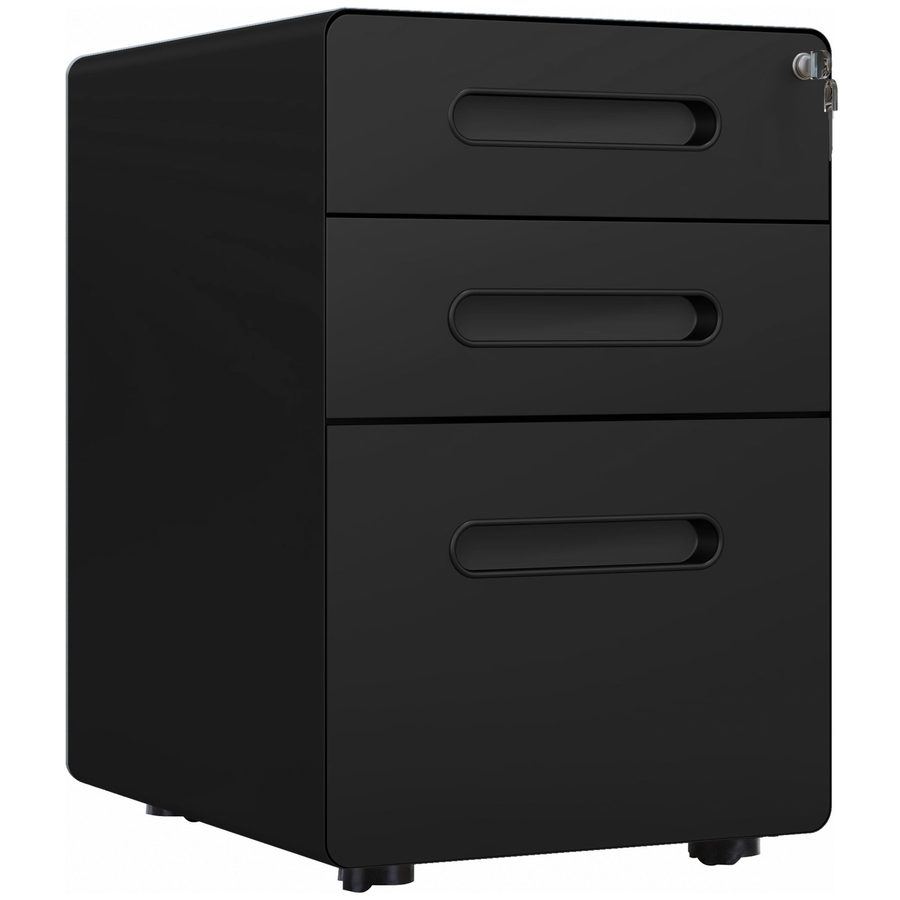 Vinsetto Rollcontainer Metall Aktenschrank Bürocontainer 3 Schubladen ideal für Büro & Homeoffice 39x48x59cm Schwarz   Aosom.de von Vinsetto