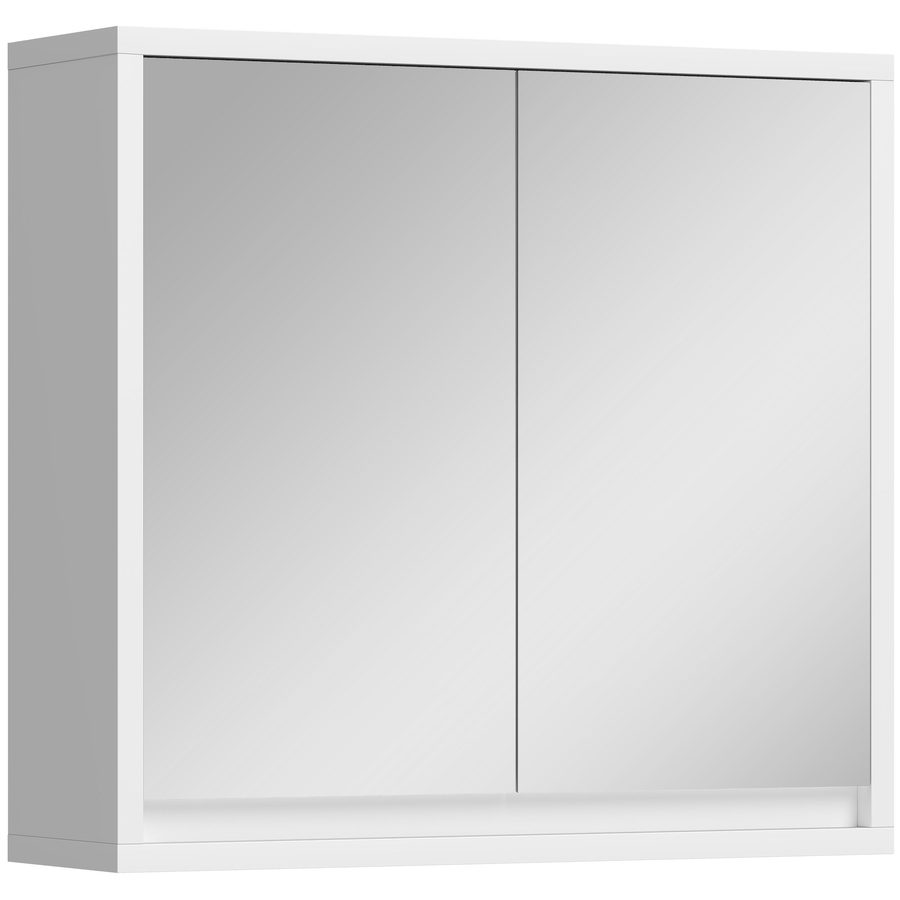 HOMCOM Spiegelschrank Badezimmerschrank Badschrank Hängeschrank Badmöbel mit 2 Ablagen Wandschrank Holz Weiß 48 x 14,5 x 45 cm   Aosom von HOMCOM