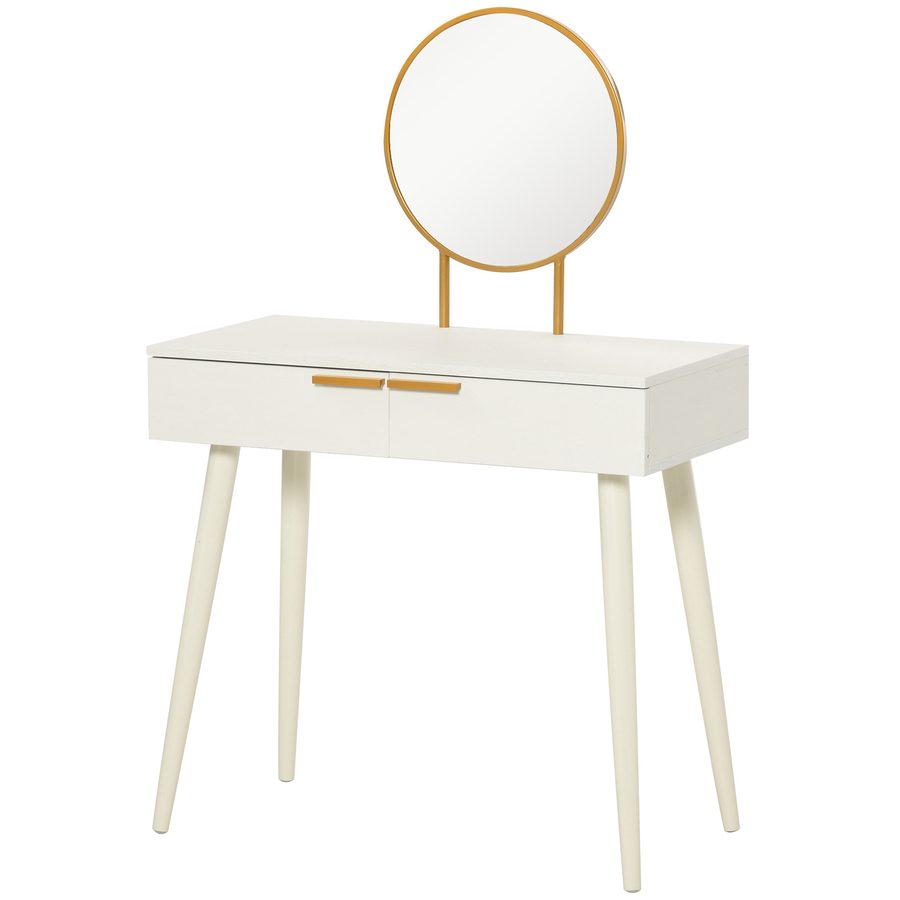 HOMCOM Schminktisch Frisiertisch modern Kosmetiktisch mit Spiegel Schublade Schlafzimmer Holz Weiß 80 x 40 x 123 cm   Aosom von HOMCOM