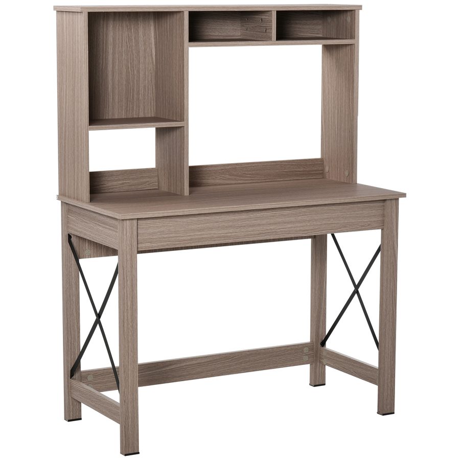 HOMCOM Schreibtisch mit 4 kleine Bücherregal aus Spanplatte platzsparend und geeignet für Schlafzimmer Büro Natur 105 x 50 x 137,5 cm   Aosom von HOMCOM