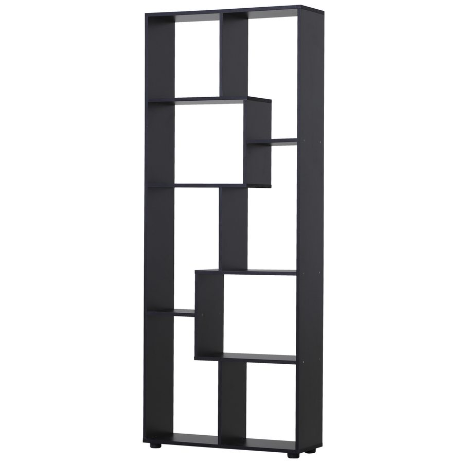 HOMCOM Bücherregal Zick-Zack Design Contemporary 70L x 24B x 178H cm Spanplatten Schwarz   Aosom von HOMCOM