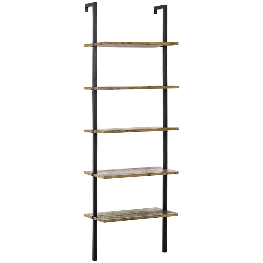 HOMCOM Wandregal 5 Regale im industriellen Stil, Wandregal aus Holz und Metall, 60x30x184,5cm, Braun   Aosom von HOMCOM