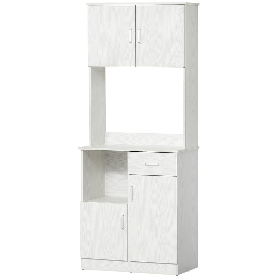HOMCOM Küchenbuffet Küchenarmoire Mehrzweckschrank 4 Türen 1 Schublade Regal + große Arbeitsplatte 71 x 41 x 178 cm MDF Weiß   Aosom von HOMCOM