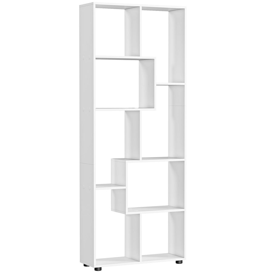 HOMCOM Bücherregal mit 8 Fächer Würfelregal Aufbewahrungsregal Wohnzimmer  Schlafzimmer Büro E1 Spanplatte Weiß 70 x 24 x 178 cm   Aosom von HOMCOM