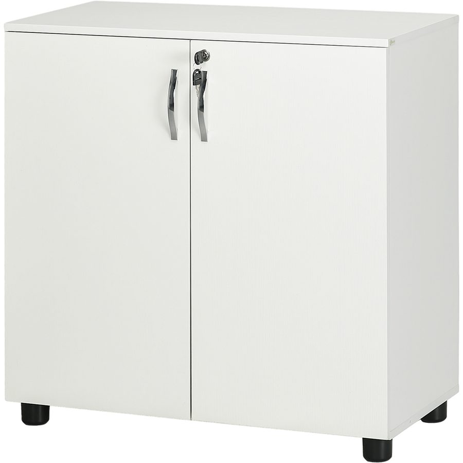 Vinsetto Büromöbel Mehrzweckschrank mit Schloss, Dokumentenschrank mit 2 Türen und Innenregal aus Holz, Weiß, 80x40x80cm   Aosom von HOMCOM