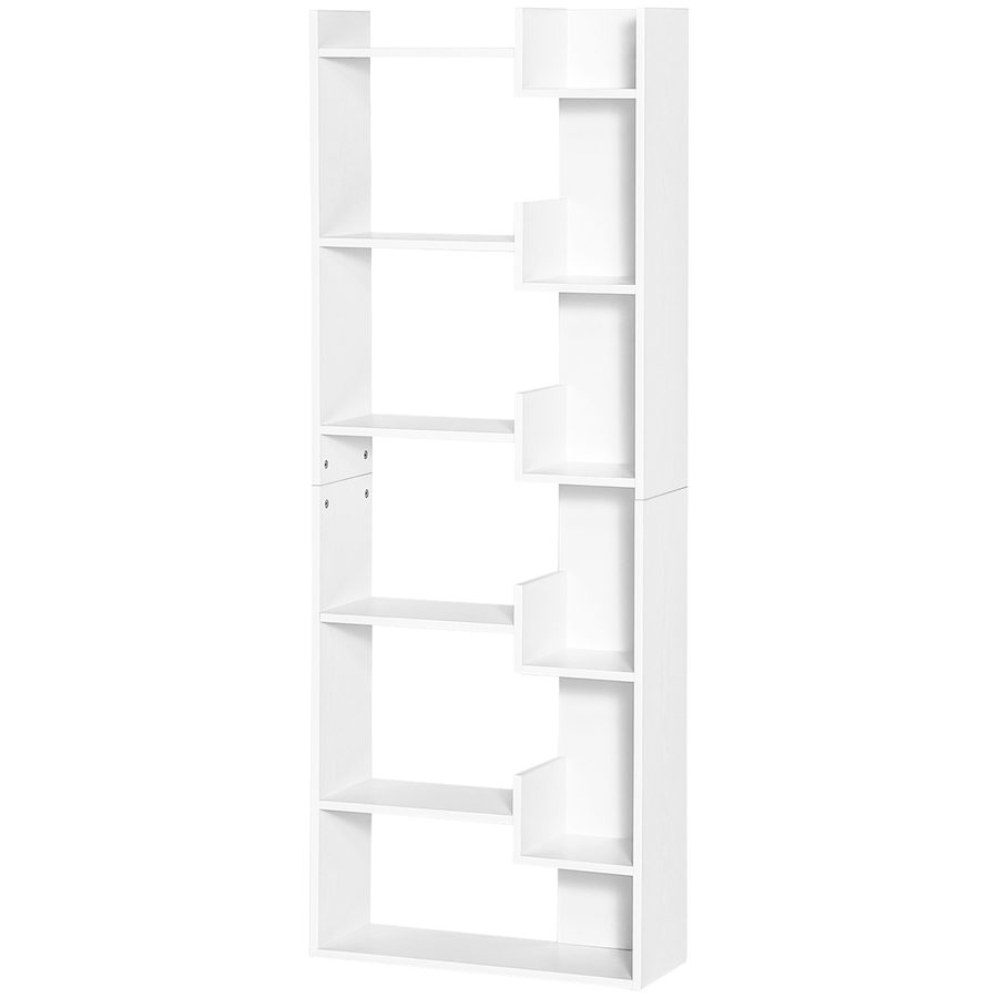 HOMCOM Bücherregal, 6-stufiges Regal, hoch, modernes Bücherregal, unregelmäßiges Design, für Wohnzimmer, Schlafzimmer, Büro, 60 x 21 x 162,5 cm, weiß   Aosom von HOMCOM